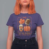 Tis The Season Fall Thanksgiving T Shirt For Women Retro Coquette Bow American Football Pumpkin - Wonder Print Shop