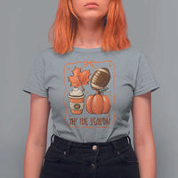 Tis The Season Fall Thanksgiving T Shirt For Women Retro Coquette Bow American Football Pumpkin - Wonder Print Shop