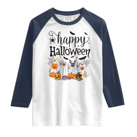 Happy Halloween Dog Ghost Spooky Season Raglan Shirt - Wonder Print Shop