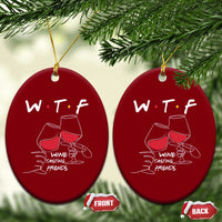 Funny Thanksgiving Friendsgiving Ceramic Ornament WTF Wine Tasting Friends - Wonder Print Shop