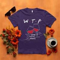 Funny Thanksgiving Friendsgiving T Shirt WTF Wine Tasting Friends - Wonder Print Shop