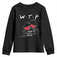 Funny Thanksgiving Friendsgiving Youth Sweatshirt WTF Wine Tasting Friends - Wonder Print Shop