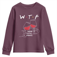 Funny Thanksgiving Friendsgiving Youth Sweatshirt WTF Wine Tasting Friends - Wonder Print Shop