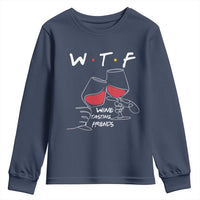 Funny Thanksgiving Friendsgiving Youth Sweatshirt WTF Wine Tasting Friends - Wonder Print Shop