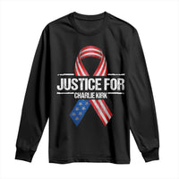 Justice For Charlie Kirk Long Sleeve Shirt Patriotic Tribute Human Rights Activist - Wonder Print Shop