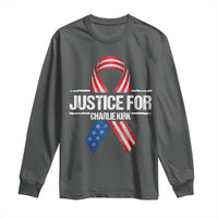 Justice For Charlie Kirk Long Sleeve Shirt Patriotic Tribute Human Rights Activist - Wonder Print Shop