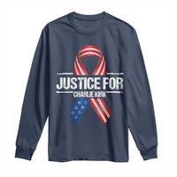 Justice For Charlie Kirk Long Sleeve Shirt Patriotic Tribute Human Rights Activist - Wonder Print Shop