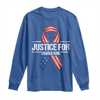 Justice For Charlie Kirk Long Sleeve Shirt Patriotic Tribute Human Rights Activist - Wonder Print Shop
