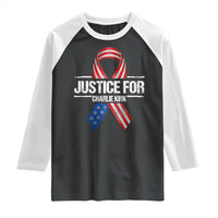 Justice For Charlie Kirk Raglan Shirt Patriotic Tribute Human Rights Activist - Wonder Print Shop