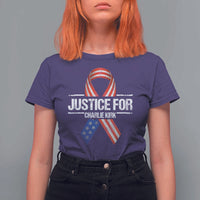 Justice For Charlie Kirk T Shirt For Women Patriotic Tribute Human Rights Activist - Wonder Print Shop
