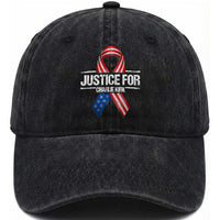 Justice For Charlie Kirk Washed Cotton Baseball Cap Patriotic Tribute Human Rights Activist