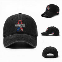 Justice For Charlie Kirk Washed Cotton Baseball Cap Patriotic Tribute Human Rights Activist
