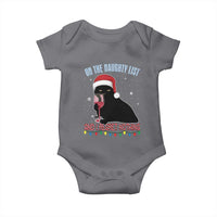 Funny Christmas Black Cat Baby Onesie On The Naughty List And I Regret Nothing Candy Cane