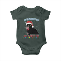Funny Christmas Black Cat Baby Onesie On The Naughty List And I Regret Nothing Candy Cane