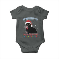 Funny Christmas Black Cat Baby Onesie On The Naughty List And I Regret Nothing Candy Cane