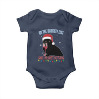 Funny Christmas Black Cat Baby Onesie On The Naughty List And I Regret Nothing Candy Cane