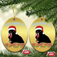 Funny Xmas Black Cat Christmas Ornament On The Naughty List And I Regret Nothing Candy Cane - Wonder Print Shop