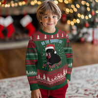 Funny Xmas Black Cat Ugly Christmas Sweater On The Naughty List And I Regret Nothing Candy Cane - Wonder Print Shop