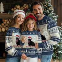 Funny Xmas Black Cat Ugly Christmas Sweater On The Naughty List And I Regret Nothing Candy Cane - Wonder Print Shop