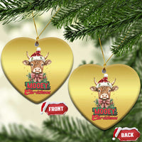 Funny Xmas Highland Cow Christmas Ornament Mooey Xmas Western Cow Santa Hat - Wonder Print Shop
