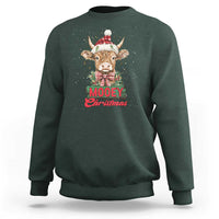 Funny Christmas Highland Cow Sweatshirt Mooey Christmas Western Cow Santa Hat - Wonder Print Shop