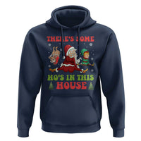 Funny Christmas Naughty Santa Hoodie There's Some Ho's In This House Elf Reindeers
