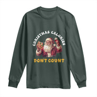 Funny Christmas Santa Long Sleeve Shirt Xmas Calories Don't Count Pizza Wine