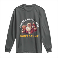 Funny Christmas Santa Long Sleeve Shirt Xmas Calories Don't Count Pizza Wine