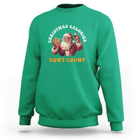 Funny Christmas Santa Sweatshirt Xmas Calories Don't Count Pizza Wine - Wonder Print Shop