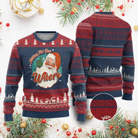 Funny Xmas Retro Santa Ugly Christmas Sweater Nothing For You Whore Middle Finger - Wonder Print Shop