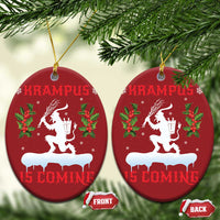 Funny Xmas Yule Krampus Is Coming Mistletoe Christmas Ornament - Wonder Print Shop