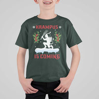 Funny Christmas Yule Krampus Is Coming Mistletoe T Shirt For Kid - Wonder Print Shop