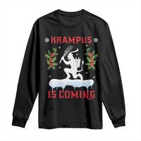 Funny Christmas Yule Krampus Is Coming Mistletoe Long Sleeve Shirt