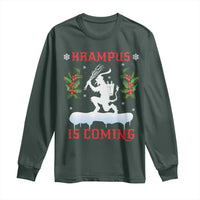 Funny Christmas Yule Krampus Is Coming Mistletoe Long Sleeve Shirt
