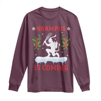 Funny Christmas Yule Krampus Is Coming Mistletoe Long Sleeve Shirt