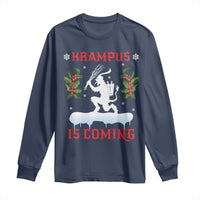 Funny Christmas Yule Krampus Is Coming Mistletoe Long Sleeve Shirt