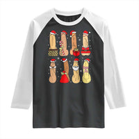 Funny Naughty Christmas Dirty Santa Hat Xmas Adult Humor Raglan Shirt - Wonder Print Shop