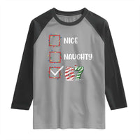 Funny Nice Naughty 67 Raglan Shirt Christmas Six Seven Meme Brainrot - Wonder Print Shop