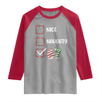 Funny Nice Naughty 67 Raglan Shirt Christmas Six Seven Meme Brainrot - Wonder Print Shop