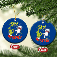 Funny Six Seven Xmas Ceramic Ornament 67 Meme Xmas Santa Elf Hand Gen Alpha - Wonder Print Shop