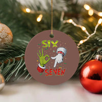 Funny Six Seven Xmas Ceramic Ornament 67 Meme Xmas Santa Elf Hand Gen Alpha - Wonder Print Shop