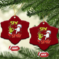Funny Six Seven Xmas Ceramic Ornament 67 Meme Xmas Santa Elf Hand Gen Alpha - Wonder Print Shop