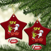 Funny Six Seven Xmas Ceramic Ornament 67 Meme Xmas Santa Elf Hand Gen Alpha - Wonder Print Shop