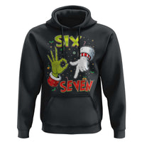 Funny Six Seven Christmas Hoodie 67 Meme Xmas Santa Elf Hand Gen Alpha - Wonder Print Shop