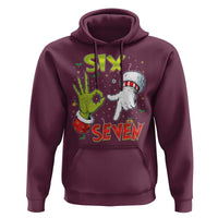 Funny Six Seven Christmas Hoodie 67 Meme Xmas Santa Elf Hand Gen Alpha - Wonder Print Shop