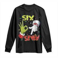 Funny Six Seven Christmas Long Sleeve Shirt 67 Meme Xmas Santa Elf Hand Gen Alpha - Wonder Print Shop