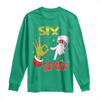 Funny Six Seven Christmas Long Sleeve Shirt 67 Meme Xmas Santa Elf Hand Gen Alpha - Wonder Print Shop