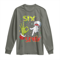 Funny Six Seven Christmas Long Sleeve Shirt 67 Meme Xmas Santa Elf Hand Gen Alpha - Wonder Print Shop