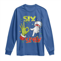 Funny Six Seven Christmas Long Sleeve Shirt 67 Meme Xmas Santa Elf Hand Gen Alpha - Wonder Print Shop