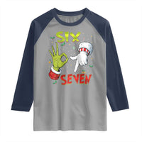 Funny Six Seven Christmas Raglan Shirt 67 Meme Xmas Santa Elf Hand Gen Alpha - Wonder Print Shop